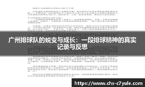 广州排球队的蜕变与成长：一段排球精神的真实记录与反思